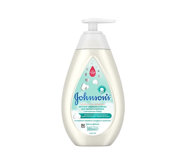 Johnson's Baby ბავშვის შამპუნი და დასაბანი ქაფი Cotton Softness 300მლ